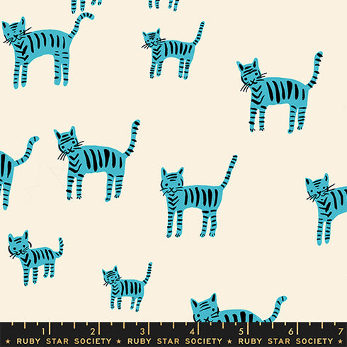 PREORDER Catnap Tiger Stripes in Turquoise RS4132 14 - Ruby Star Society Sold by the Half Yard